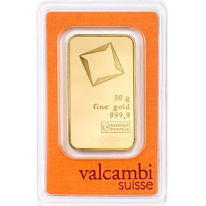 Zlatý slitek Valcambi, 50 g