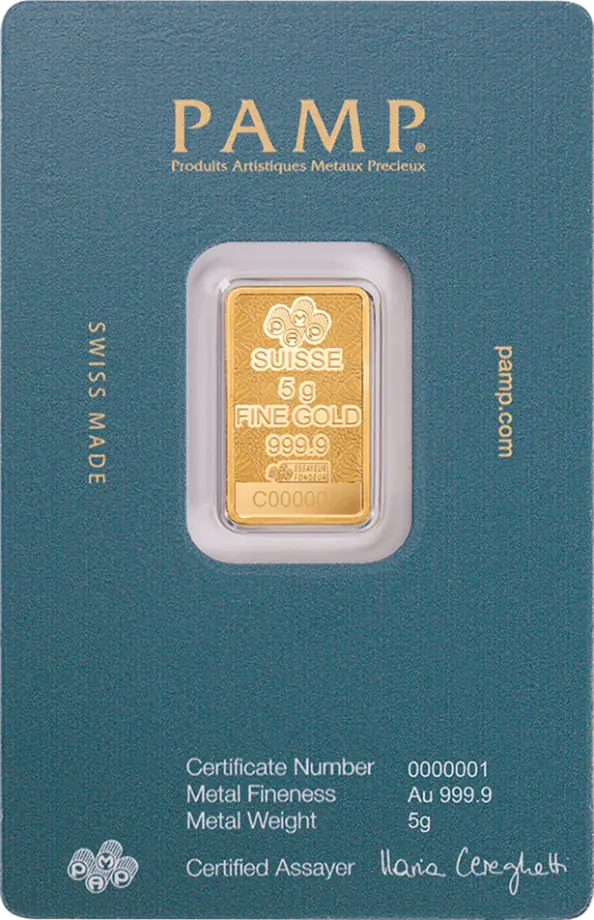 Zlatý slitek PAMP - Arabian Falcon s rámečkem, 5 g