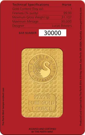 Zlatý slitek Perth Mint - Rok koně 2026, 1 oz