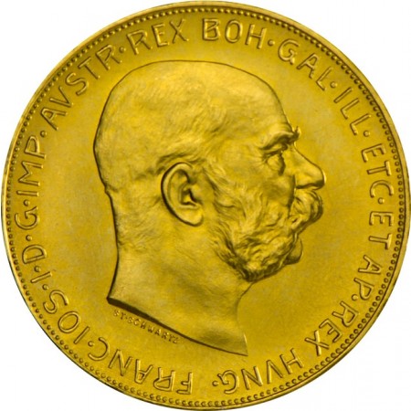 Zlatá mince - 100 korun Franz Josef, Rakousko 