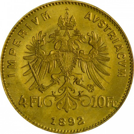 Zlatá mince 4 zlaté (4 zlatník) Františka Josefa I. (rakouská ražba)