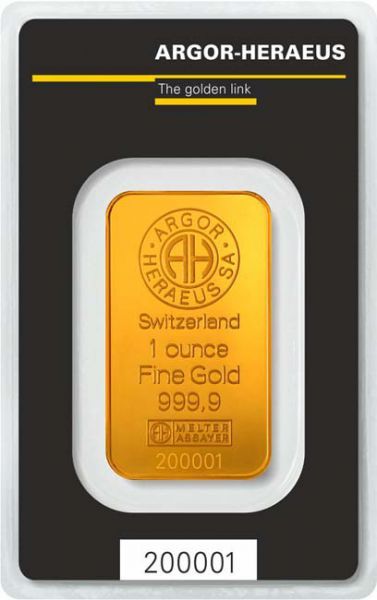 Zlatý slitek Argor Heraeus - Kinebar, 1&nbsp;oz