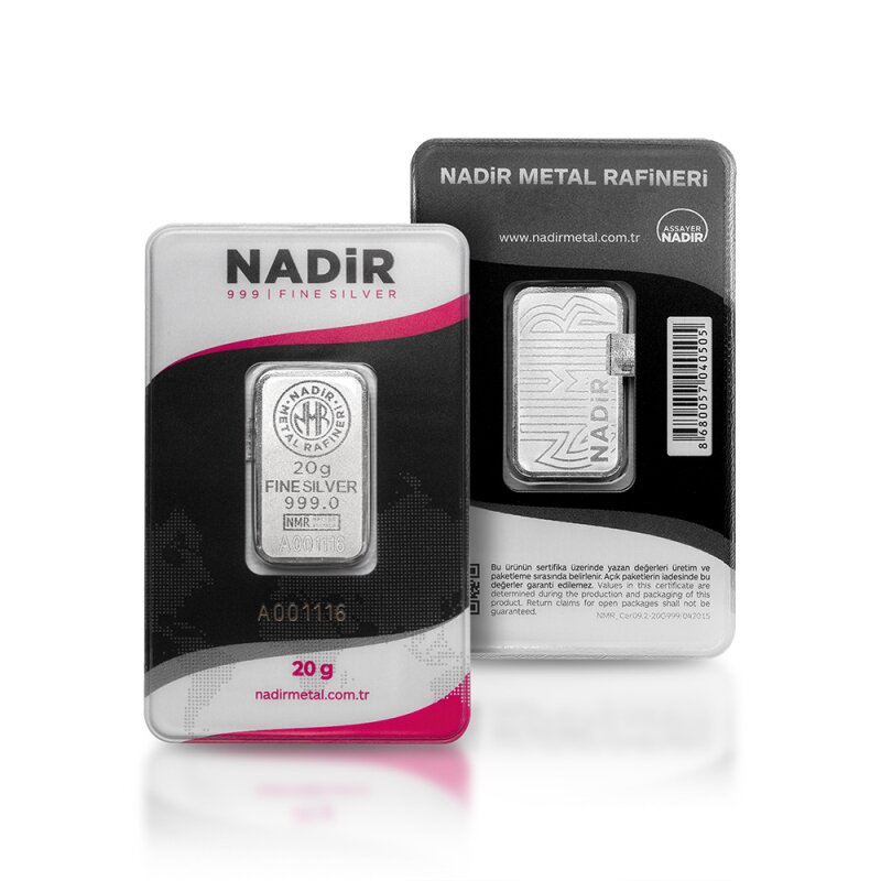 Stříbrný slitek 20&nbsp;g Nadir Metal Rafineri