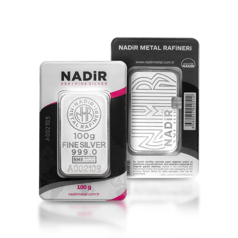 Stříbrný slitek 100&nbsp;g Nadir Metal Rafineri
