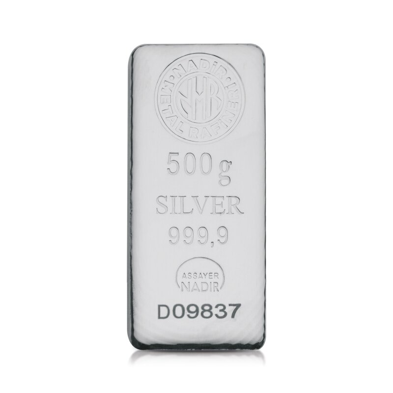 Stříbrný slitek 500&nbsp;g Nadir Metal Rafineri