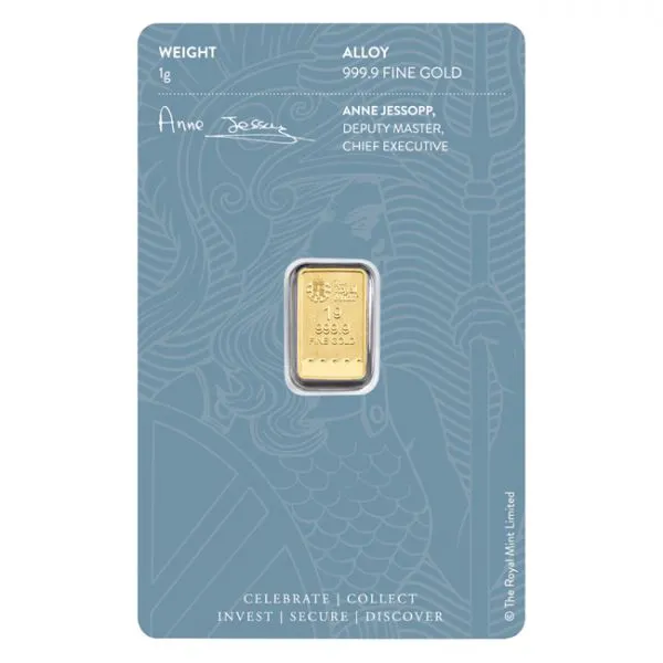 Zlatý slitek Britannia - The Royal Mint, 1 g