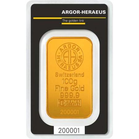 Zlatý slitek Argor Heraeus, 100 g