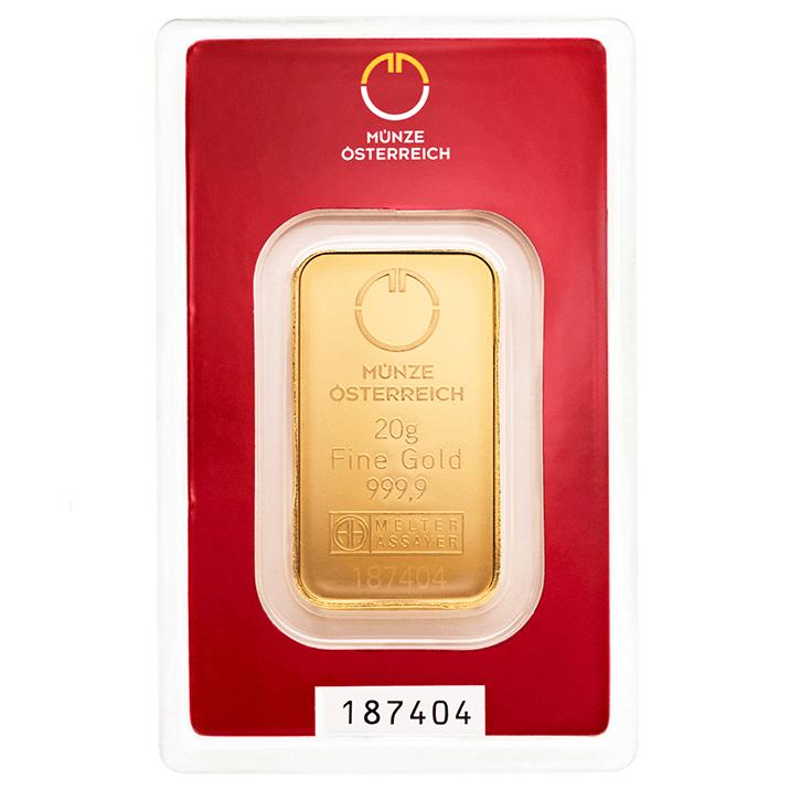 Zlatý slitek Münze Österreich 20 g