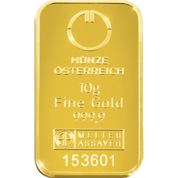 Zlatý slitek Münze Österreich 10 g