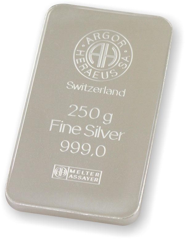 Stříbrný slitek Argor Heraeus 250&nbsp;g 
